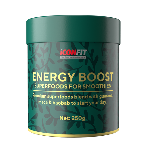 ICONFIT Energy Boost 250 g – energijos papildas intensyviam treniruotėms