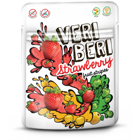 Braškinės vaisių juostelės pagamintos iš 100% vaisių produktų, 50 g